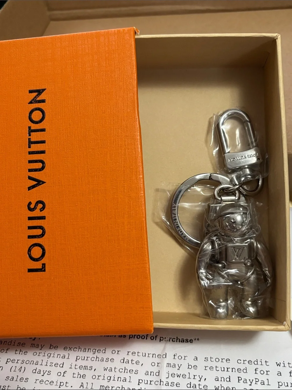 Louis Vuitton Silver Bear Key Charm with Branded Clasp